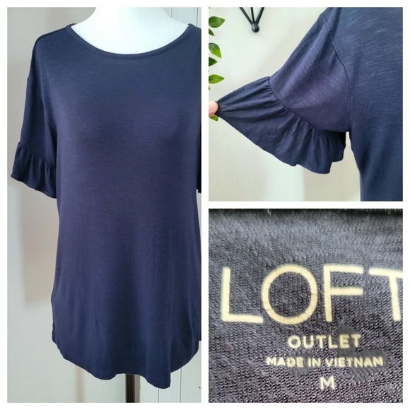 LOFT | SOFT FLOWY TOP navy medium - Picture 1 of 9